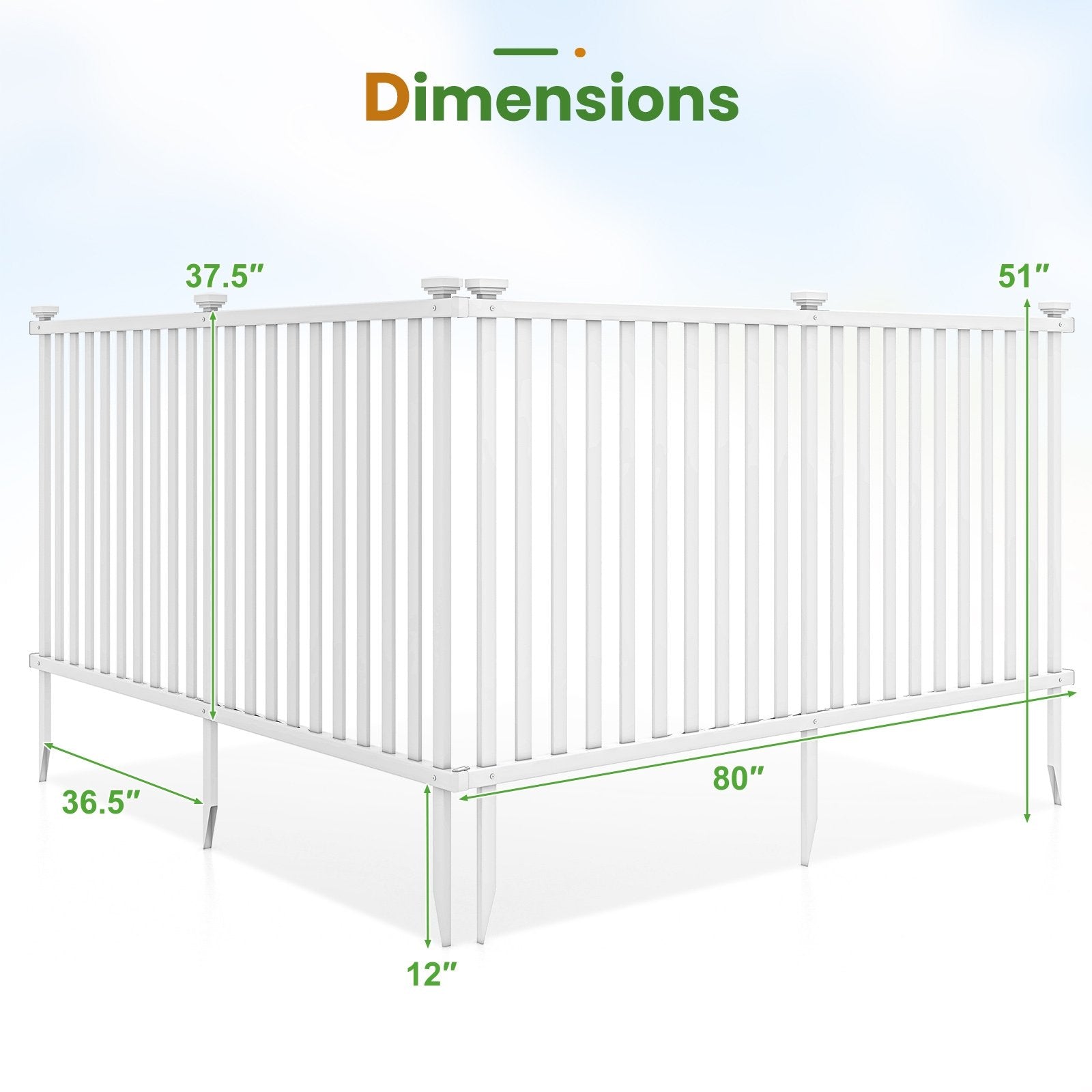 2 Piece 80 x 51 Inch Vinyl Picket Fence for Garden, White Decorative Fencing & Flooring   at Gallery Canada