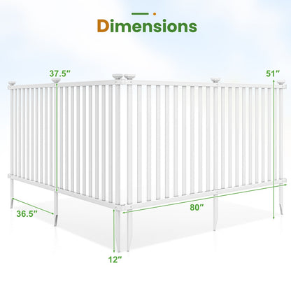 2 Piece 80 x 51 Inch Vinyl Picket Fence for Garden, White Decorative Fencing & Flooring   at Gallery Canada