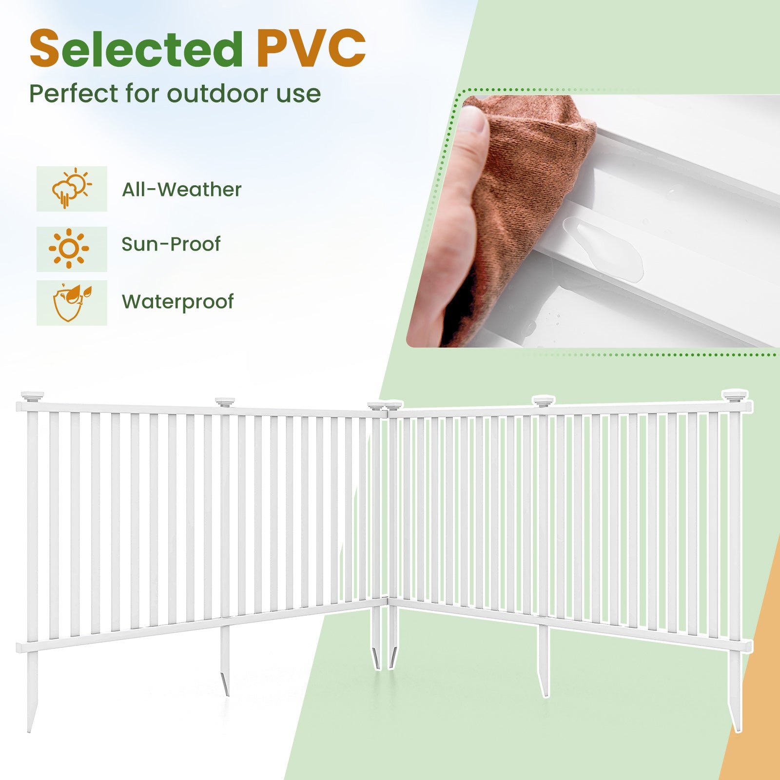 2 Piece 80 x 51 Inch Vinyl Picket Fence for Garden, White Decorative Fencing & Flooring   at Gallery Canada