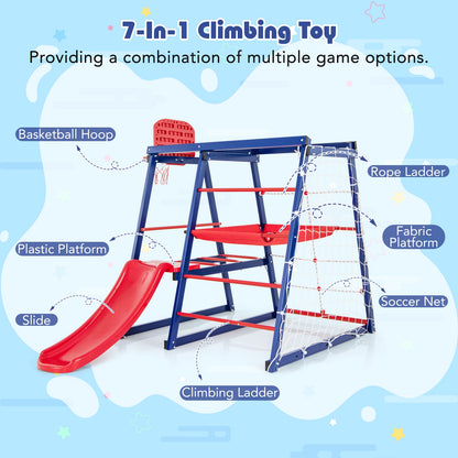 7-In-1 Metal Toddler Climbing Toys for 3-7 Years Old, Blue Climbers & Slides   at Gallery Canada