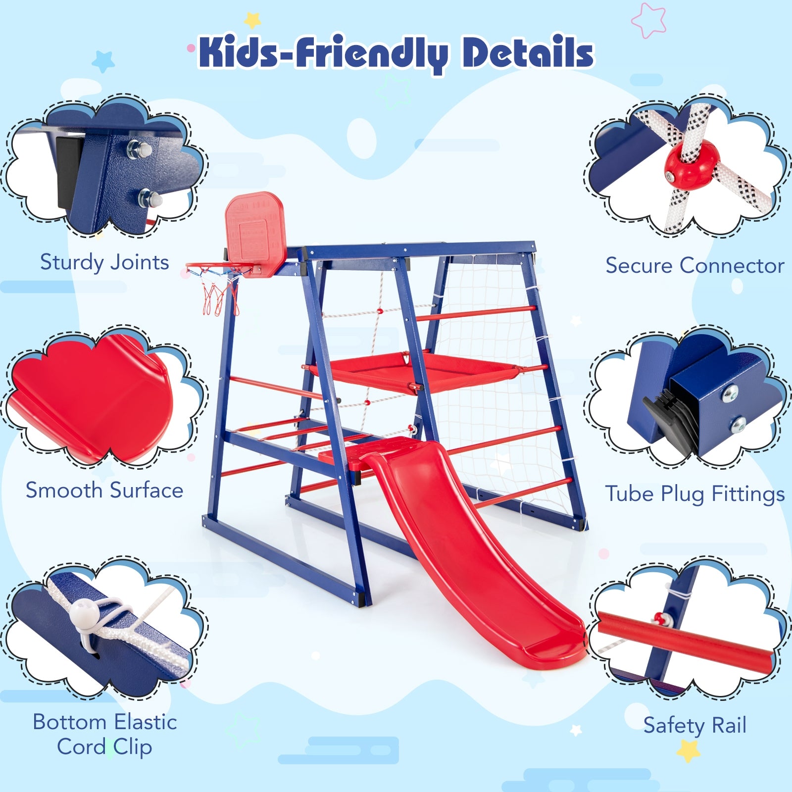 7-In-1 Metal Toddler Climbing Toys for 3-7 Years Old, Blue Climbers & Slides   at Gallery Canada