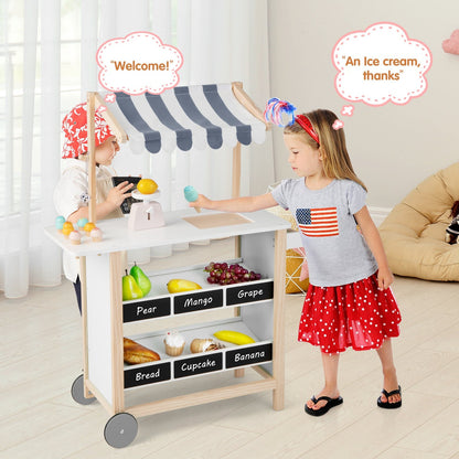 Kids Wooden Ice Cream Cart with Chalkboard and Storage for over 3 Years Old, White Play Kitchen Sets   at Gallery Canada