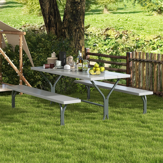 6 Feet Picnic Table Bench Set with HDPE Tabletop for 8 Person, Gray Picnic Tables   at Gallery Canada