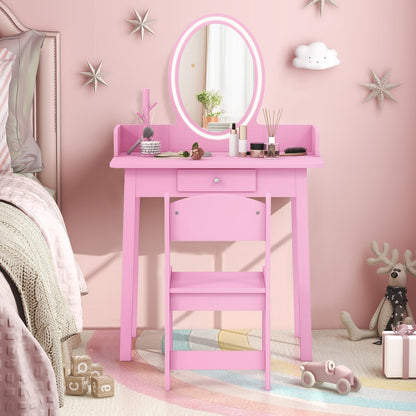 Kids Vanity Set with Lighted Mirror, Pink Kids Vanities   at Gallery Canada