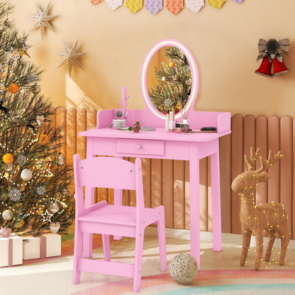 Kids Vanity Set with Lighted Mirror, Pink Kids Vanities   at Gallery Canada