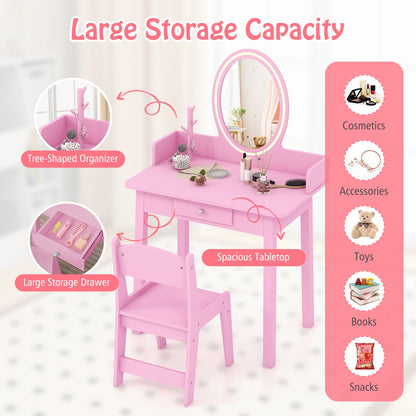 Kids Vanity Set with Lighted Mirror, Pink Kids Vanities   at Gallery Canada