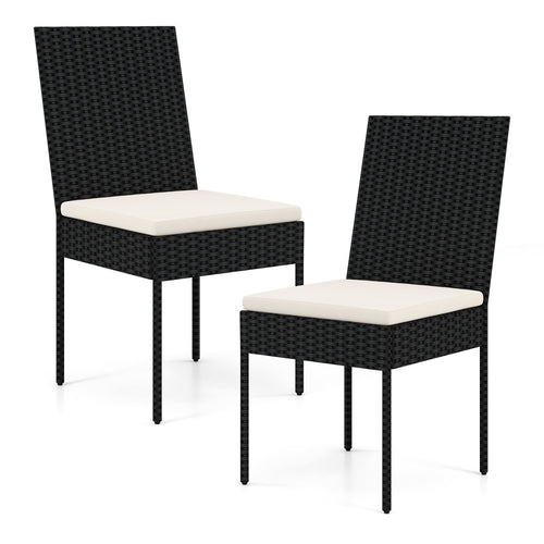 PE Wicker Patio Chairs Set of 2/4 with Cushions for Porch Deck Garden and Backyard-2 Pieces