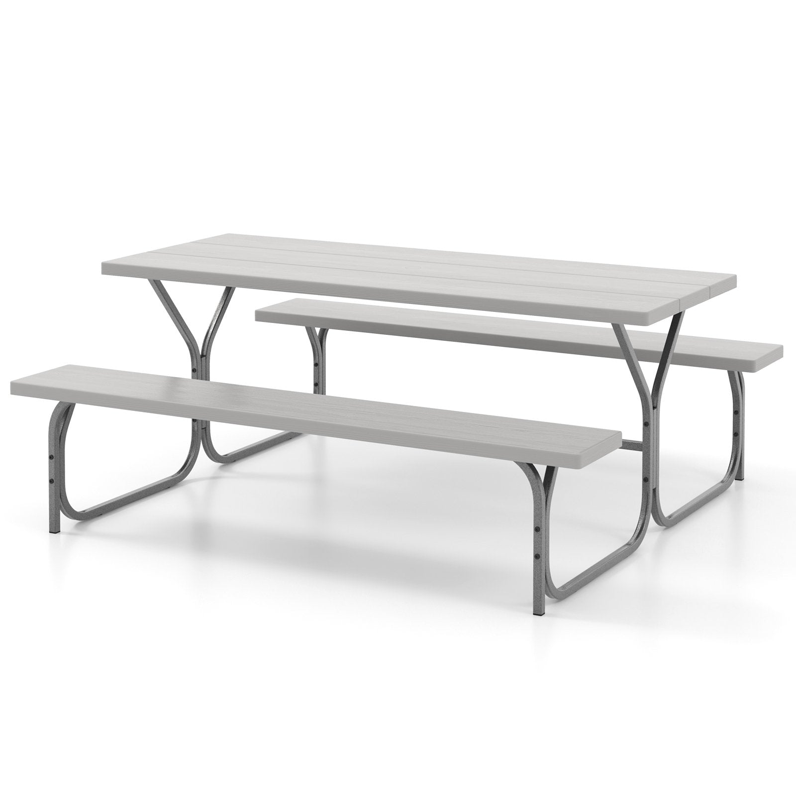 6 Feet Picnic Table Bench Set with HDPE Tabletop for 8 Person, Gray Picnic Tables   at Gallery Canada