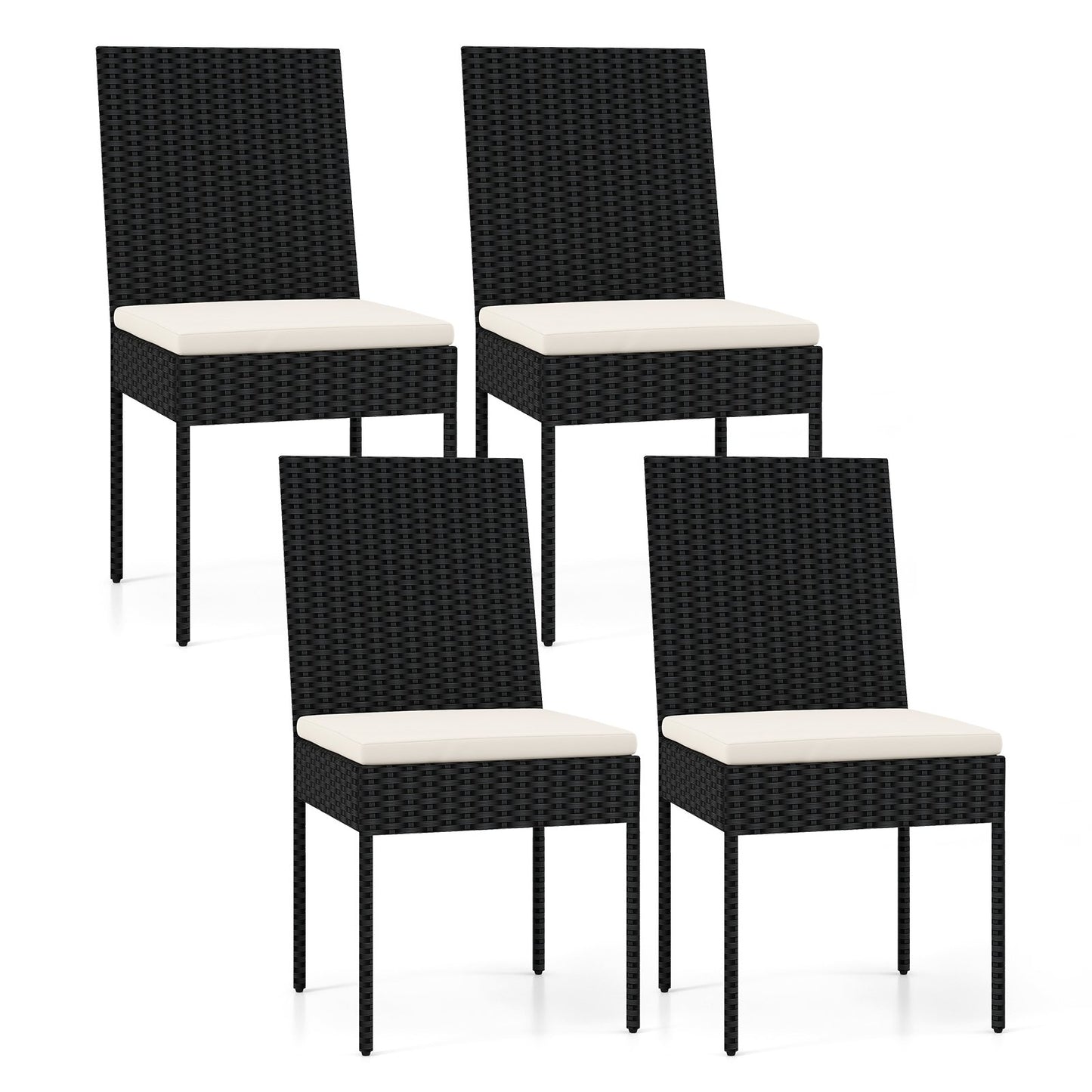 PE Wicker Patio Chairs Set of 2/4 with Cushions for Porch Deck Garden and Backyard-4 Pieces Patio Bar Furniture Options  at Gallery Canada