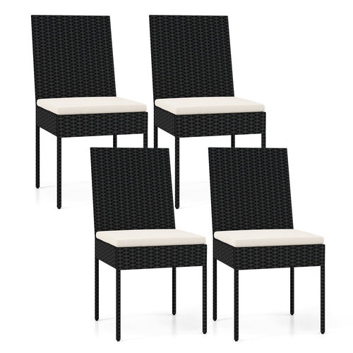 PE Wicker Patio Chairs Set of 2/4 with Cushions for Porch Deck Garden and Backyard-4 Pieces