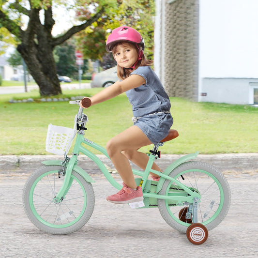 16 Inch Kids Bike with Adjustable Seat and Bell for Kids 3-8 Years Olds-16 inches, Green Kids Bike Green  at Gallery Canada