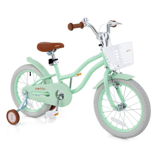 16 Inch Kids Bike with Adjustable Seat and Bell for Kids 3-8 Years Olds-16 inches, Green Kids Bike Green  at Gallery Canada