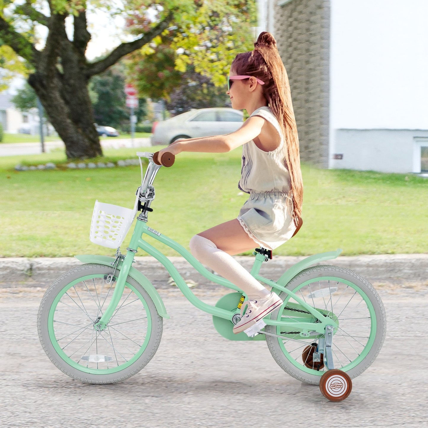 18 Inch Kids Bike with Adjustable Seat and Bell for Kids 3-8 Years Olds-18 inches, Green Kids Bike   at Gallery Canada