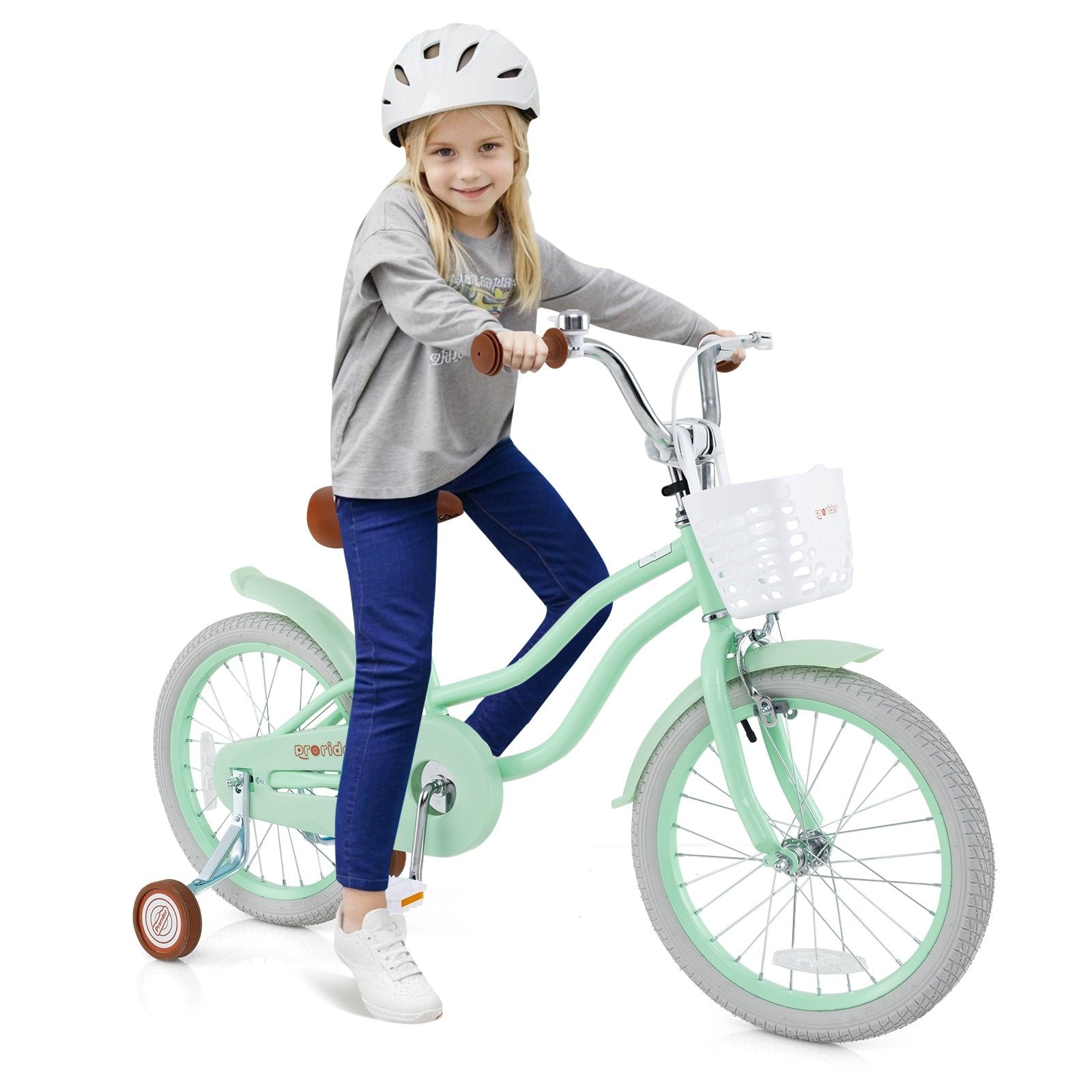 18 Inch Kids Bike with Adjustable Seat and Bell for Kids 3-8 Years Olds-18 inches, Green Kids Bike   at Gallery Canada