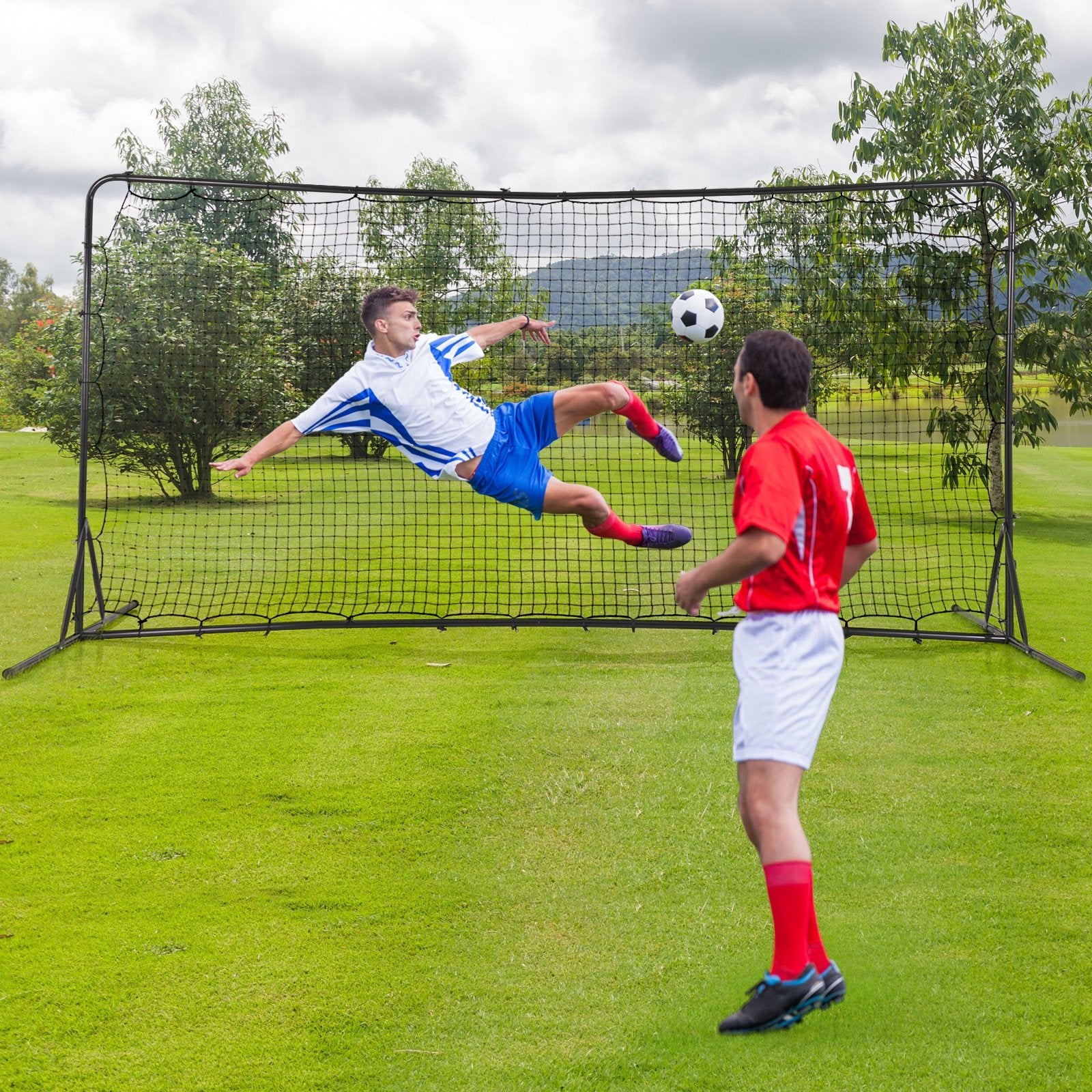 12 x 6 Feet Soccer Rebounder Net with All Weather Net, Black Sport Equipments   at Gallery Canada