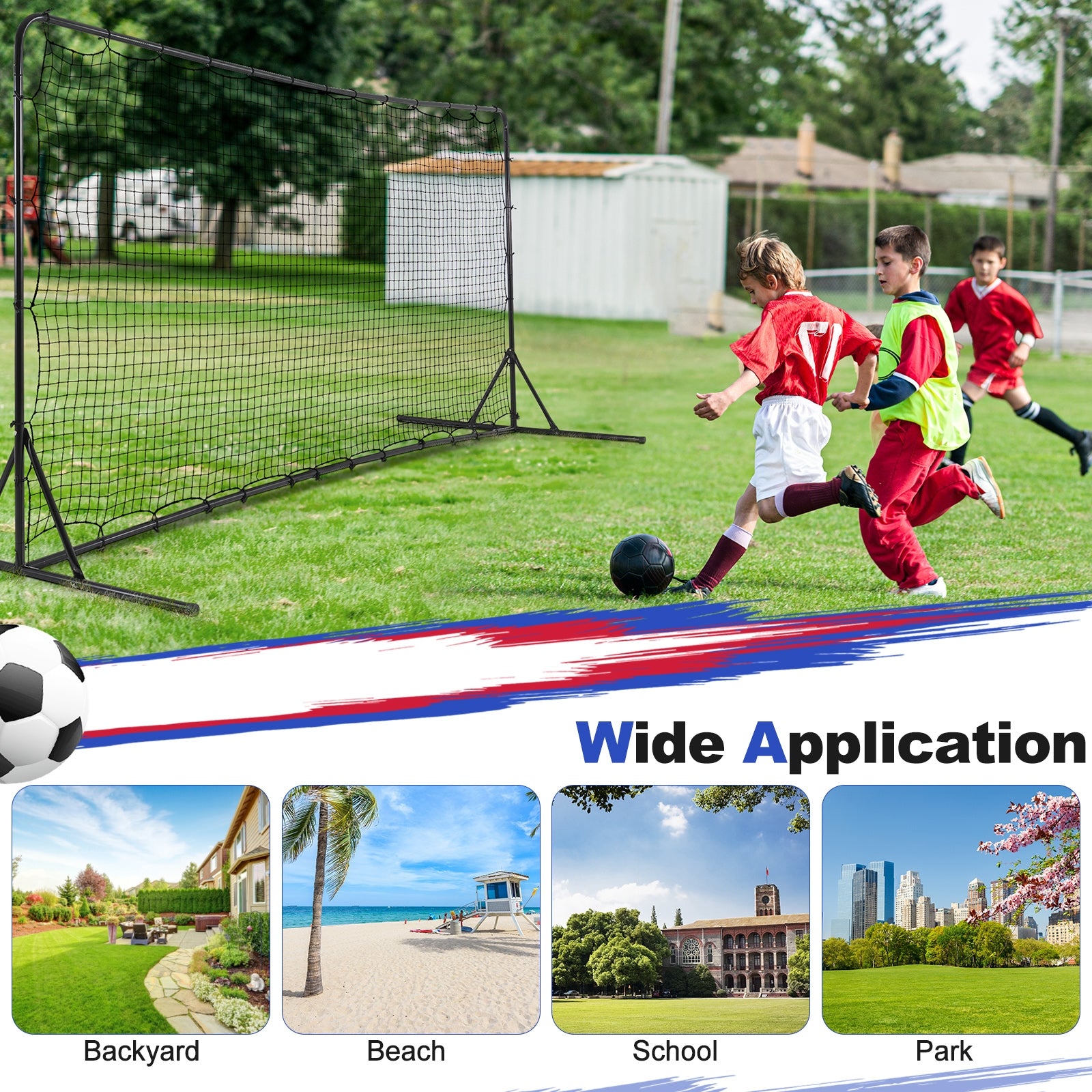 12 x 6 Feet Soccer Rebounder Net with All Weather Net, Black Sport Equipments   at Gallery Canada