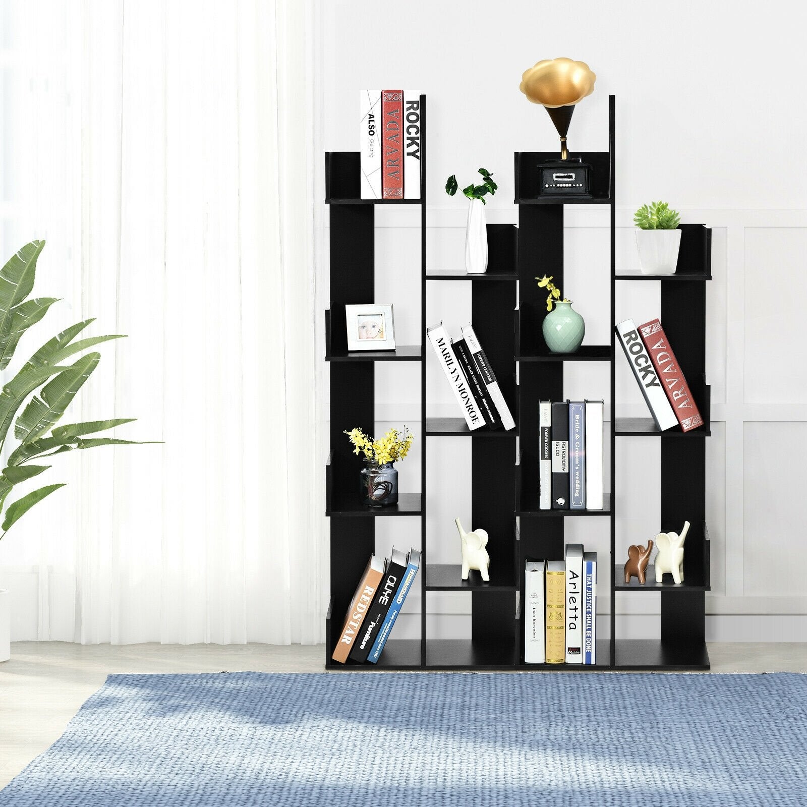 8-Tier Bookshelf Bookcase with 8 Open Compartments Space-Saving Storage Rack , Black Bookcases   at Gallery Canada