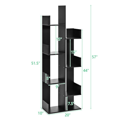 8-Tier Bookshelf Bookcase with 8 Open Compartments Space-Saving Storage Rack , Black Bookcases   at Gallery Canada