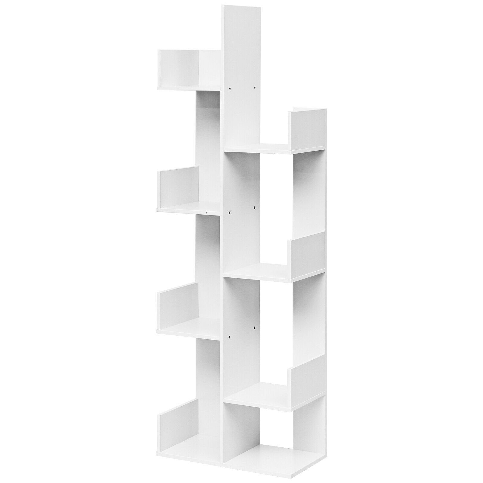 8-Tier Bookshelf Bookcase with 8 Open Compartments Space-Saving Storage Rack , White Bookcases   at Gallery Canada