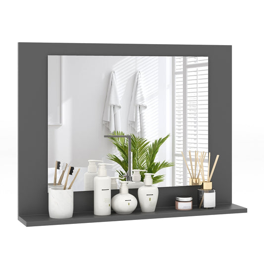 Rectangle Bathroom Mirror with Shelf 23.5 x 17.5 Inch and Wood Frame, Gray Wall Mirrors Gray  at Gallery Canada