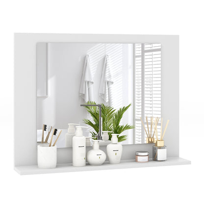 Rectangle Bathroom Mirror with Shelf 23.5 x 17.5 Inch and Wood Frame, White Wall Mirrors   at Gallery Canada