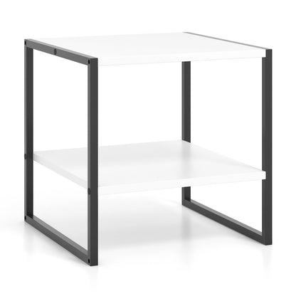 2-Tier Square End Table with Storage Shelf Reversible Design, White End & Side Tables White  at Gallery Canada