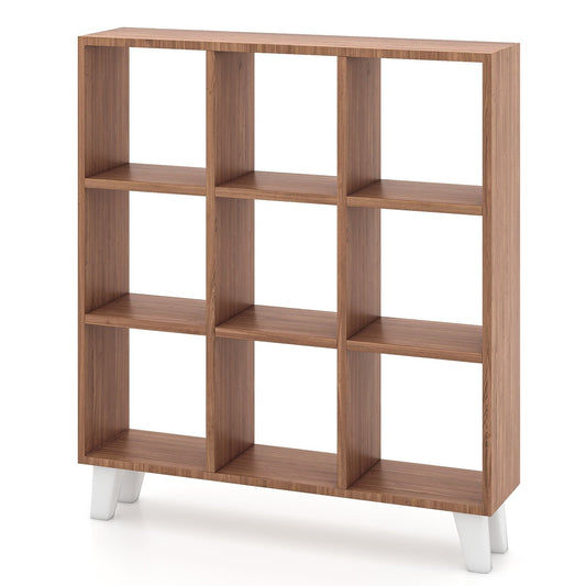 9-Cube Bookcase with 6 Removable Shelves and Raised Support Feet, Brown Bookcases Brown  at Gallery Canada