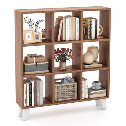 9-Cube Bookcase with 6 Removable Shelves and Raised Support Feet, Brown Bookcases   at Gallery Canada