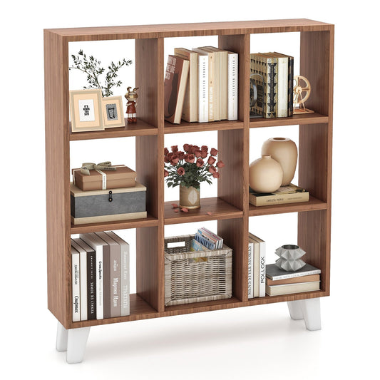 9-Cube Bookcase with 6 Removable Shelves and Raised Support Feet, Brown Bookcases Brown  at Gallery Canada