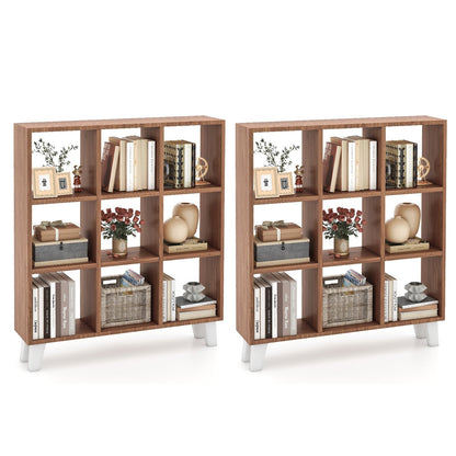 9-Cube Bookcase with 6 Removable Shelves and Raised Support Feet, Brown Bookcases   at Gallery Canada