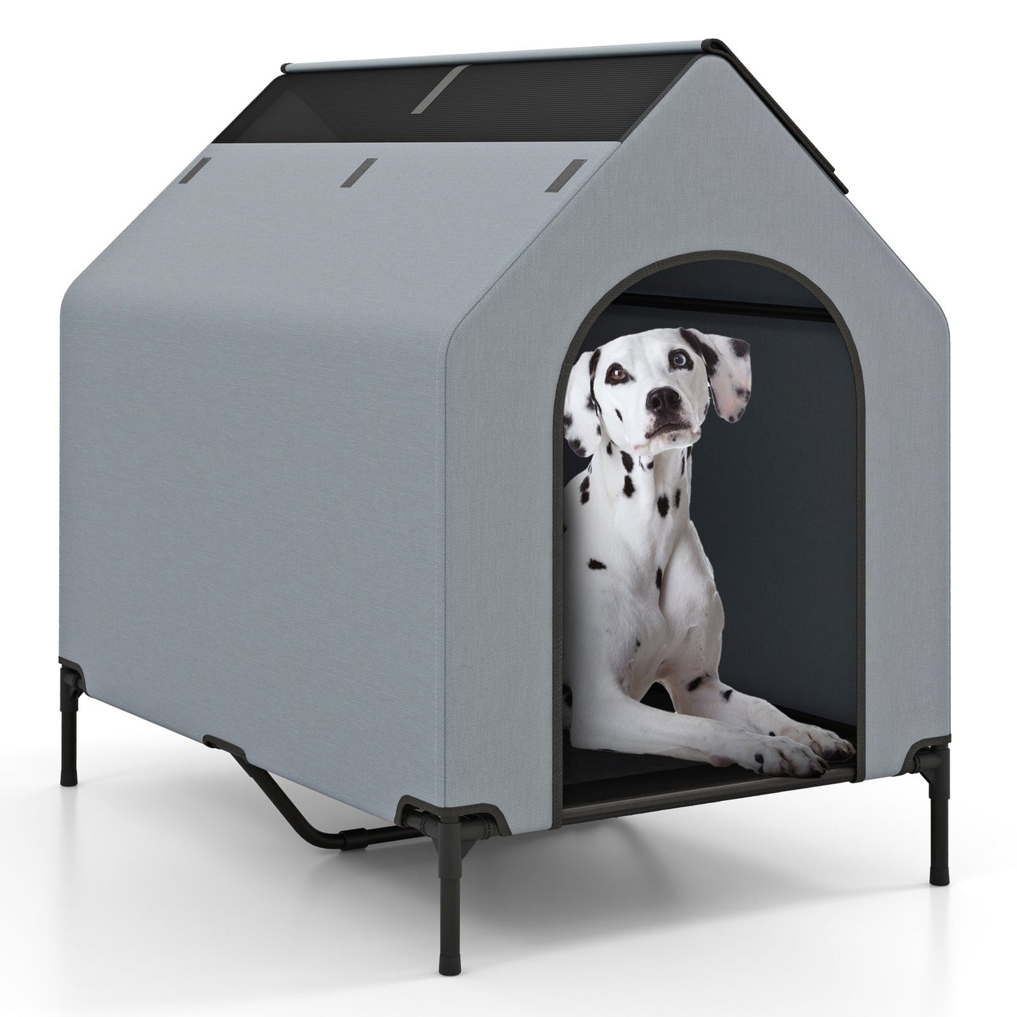 Large/Middle/Small Outdoor Elevated Pet House with Ventilated Windows-M, Gray Dog Supplies M-Gray  at Gallery Canada