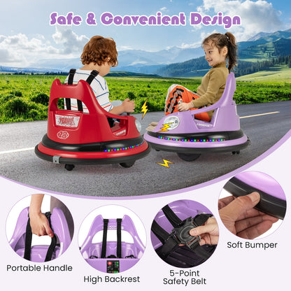 12V Kids Ride On Bumper Car with Remote Control and Dual Joysticks, Purple Powered Ride On Toys   at Gallery Canada