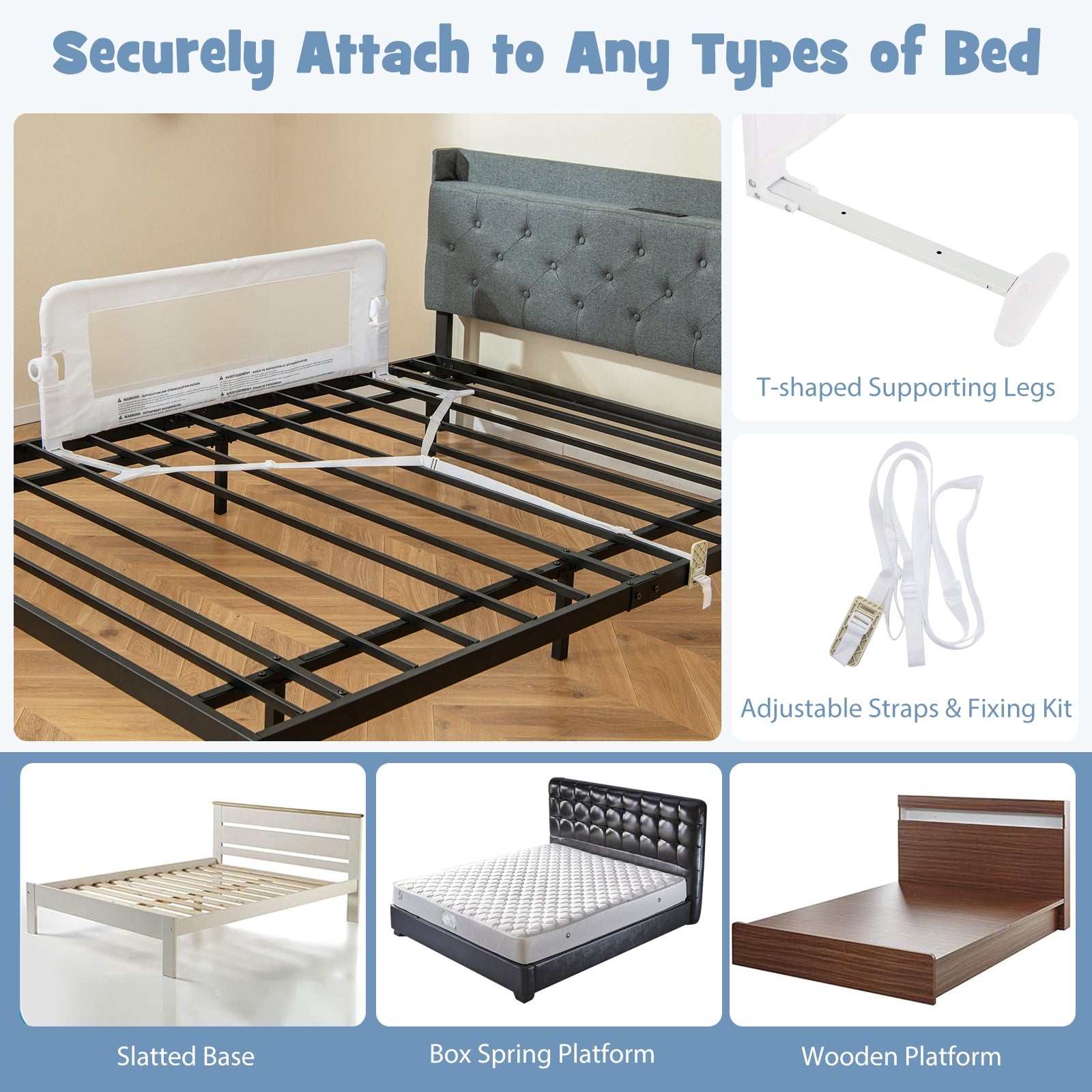 Foldable Bed Rail Swing Down Baby Bed Guard Rail, White Bassinets & Bedside Sleepers   at Gallery Canada