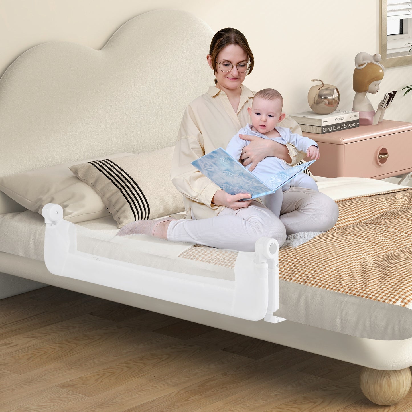 Foldable Bed Rail Swing Down Baby Bed Guard Rail, White Bassinets & Bedside Sleepers   at Gallery Canada