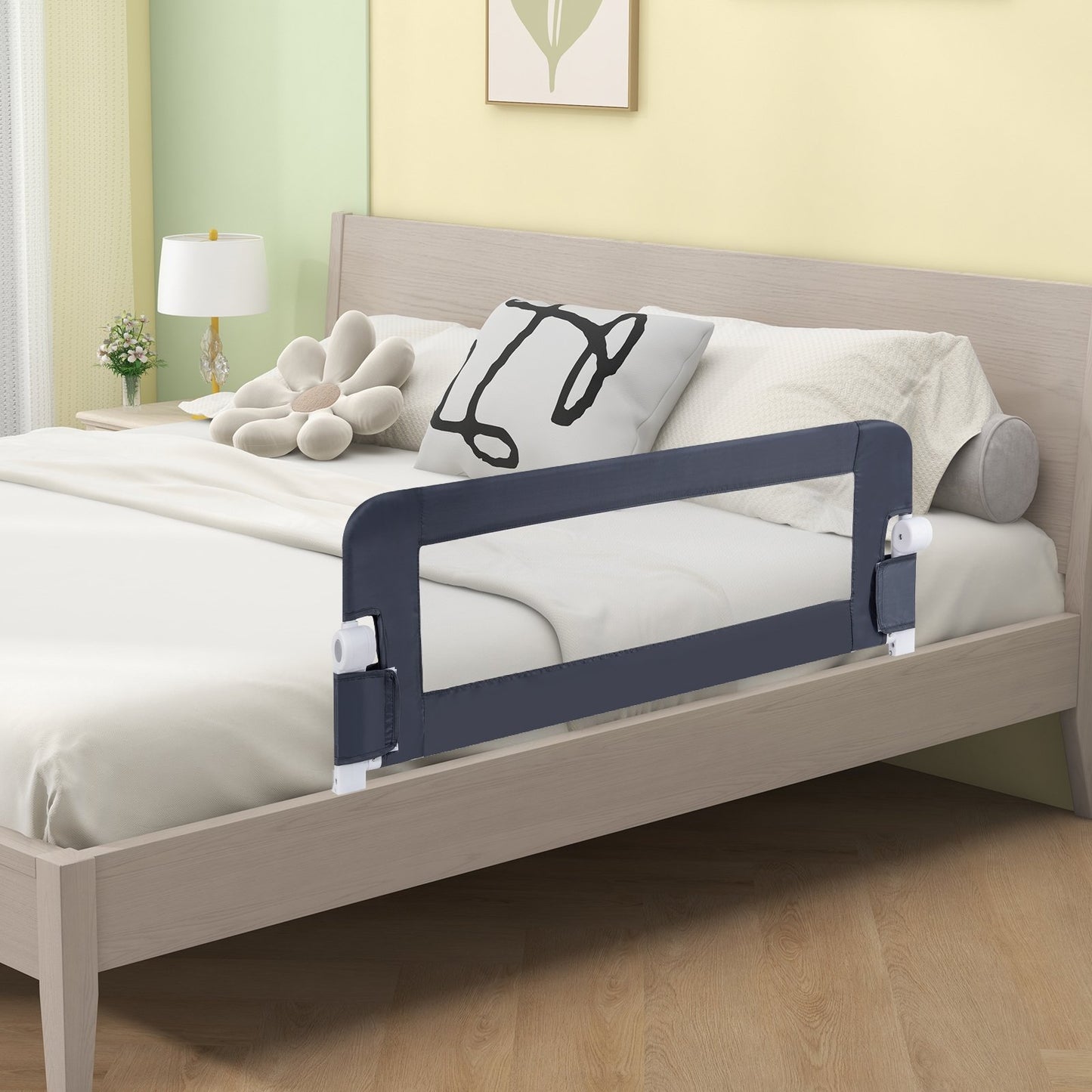 Foldable Bed Rail Swing Down Baby Bed Guard Rail, Gray Bassinets & Bedside Sleepers   at Gallery Canada