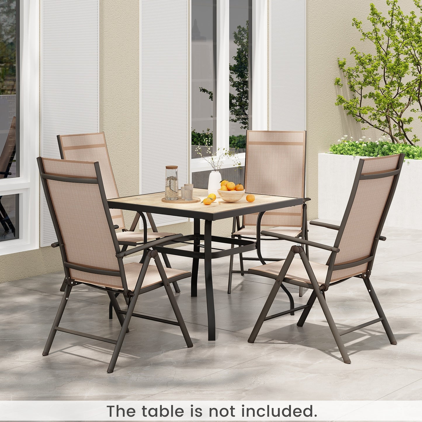 Patio Folding Dining Chairs Set of 2 with 7-Level Adjustable High Backrest, Coffee Beach & Lawn Chairs   at Gallery Canada