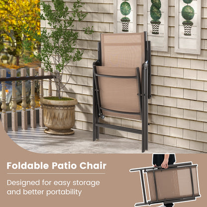 Patio Folding Dining Chairs Set of 2 with 7-Level Adjustable High Backrest, Coffee Beach & Lawn Chairs   at Gallery Canada