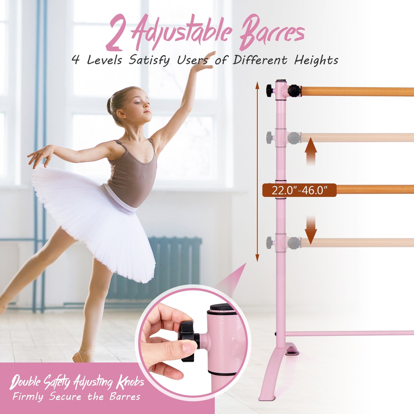 4 Foot Portable  Freestanding Double Ballet Barre, Pink Toy Sports   at Gallery Canada