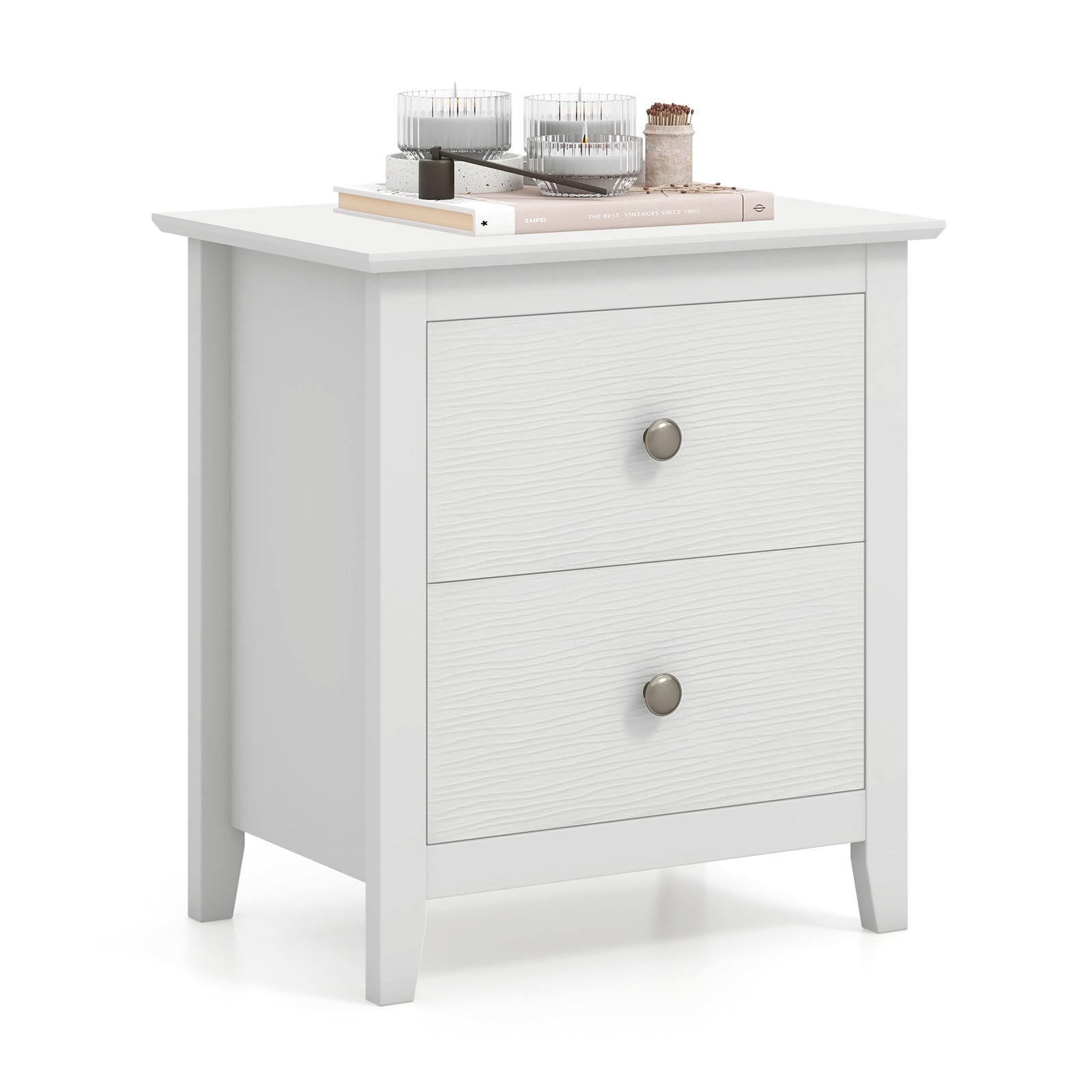 Modern Nightstand with 2 Drawers for Small Spaces, White Nightstands at Gallery Canada