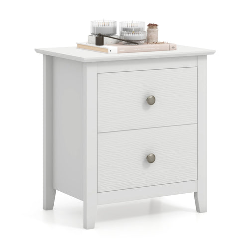 Modern Nightstand with 2 Drawers for Small Spaces, White