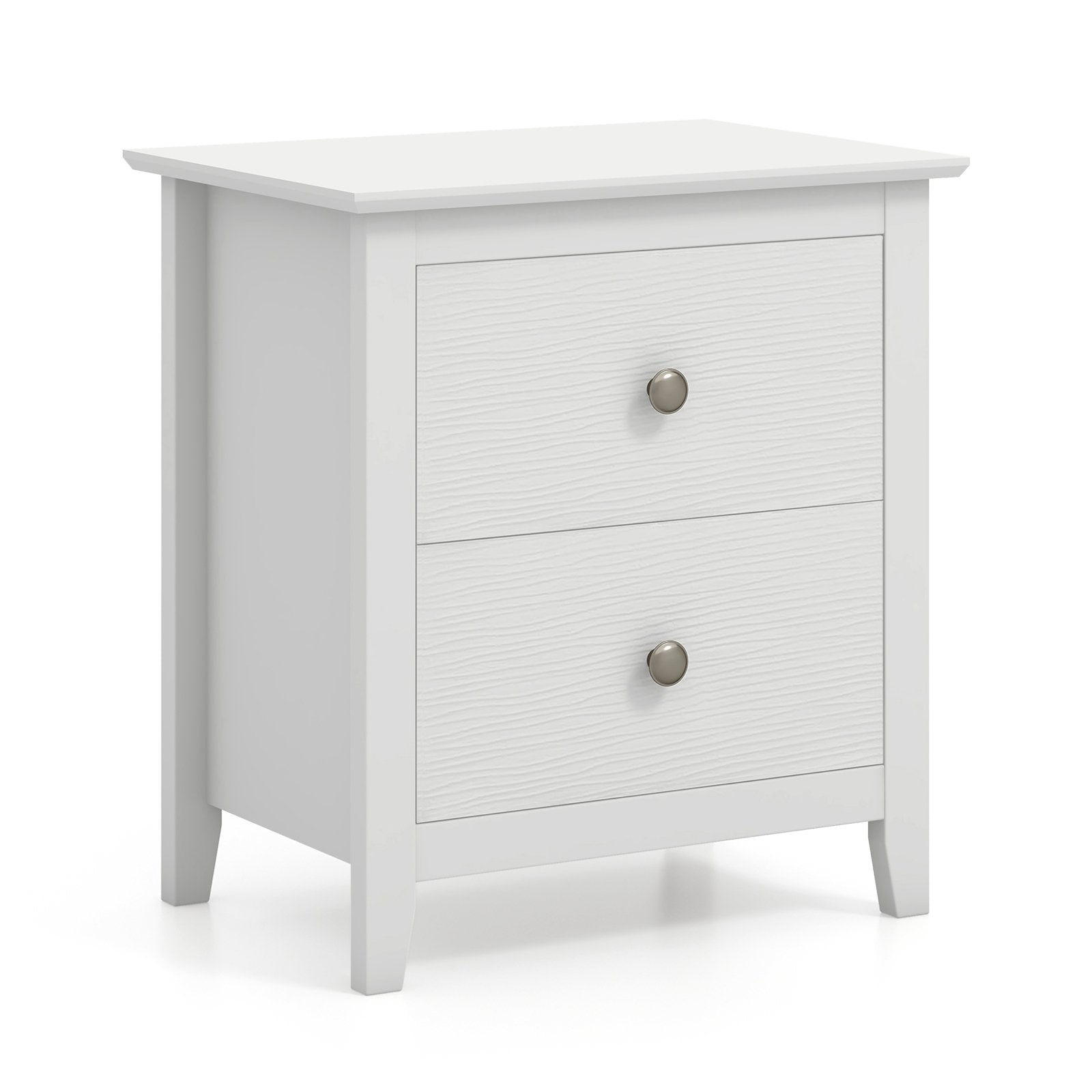 Modern Nightstand with 2 Drawers for Small Spaces, White Nightstands   at Gallery Canada