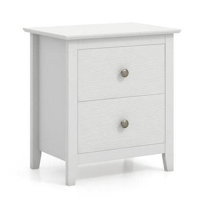 Modern Nightstand with 2 Drawers for Small Spaces, White Nightstands   at Gallery Canada