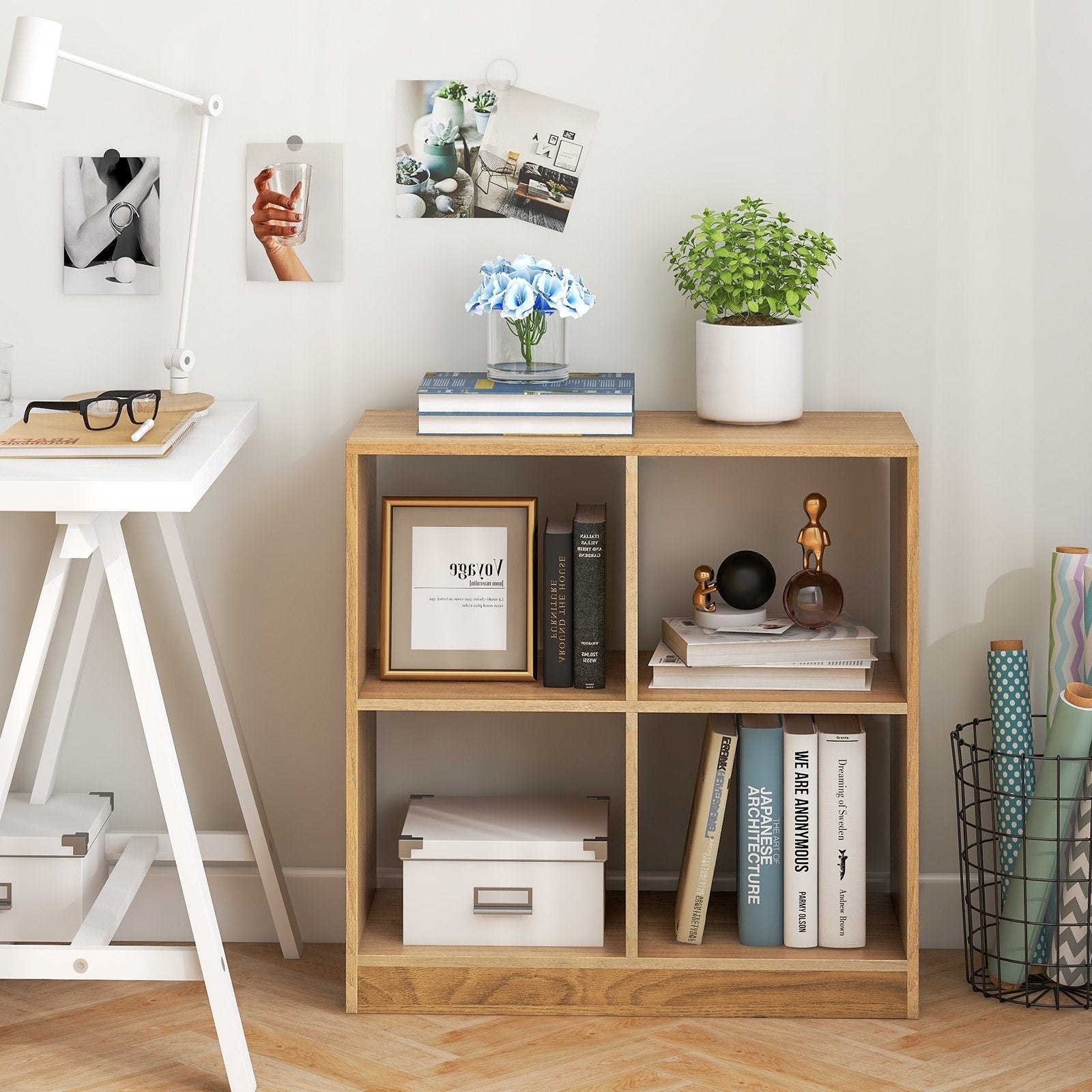 4-Cube Kids Bookcase with Open Shelves, Natural Bookcases   at Gallery Canada