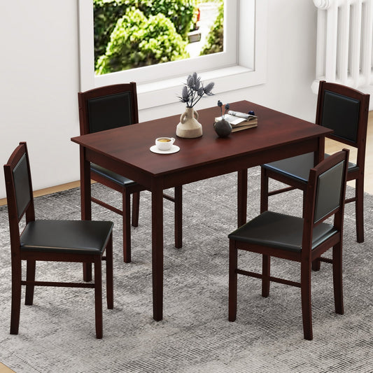 5-Piece Dining Set for 4 with Rubber Wood Legs for Small Dining Room, Brown Dining Room Sets Brown  at Gallery Canada