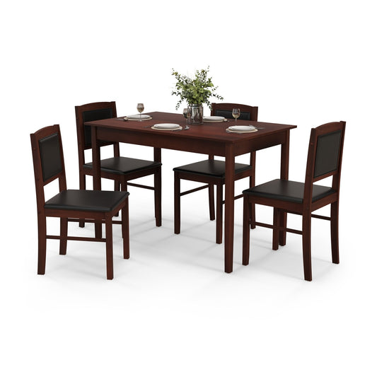 5-Piece Dining Set for 4 with Rubber Wood Legs for Small Dining Room, Brown Dining Room Sets Brown  at Gallery Canada