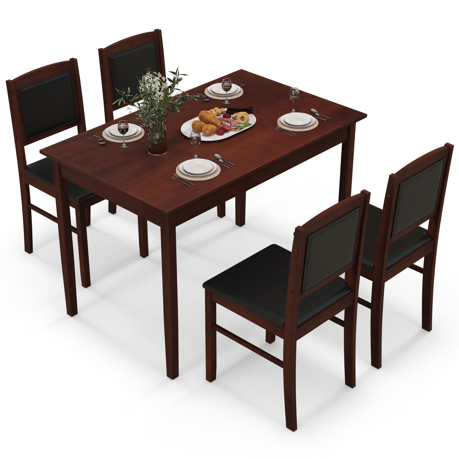 5-Piece Dining Set for 4 with Rubber Wood Legs for Small Dining Room, Brown Dining Room Sets at Gallery Canada