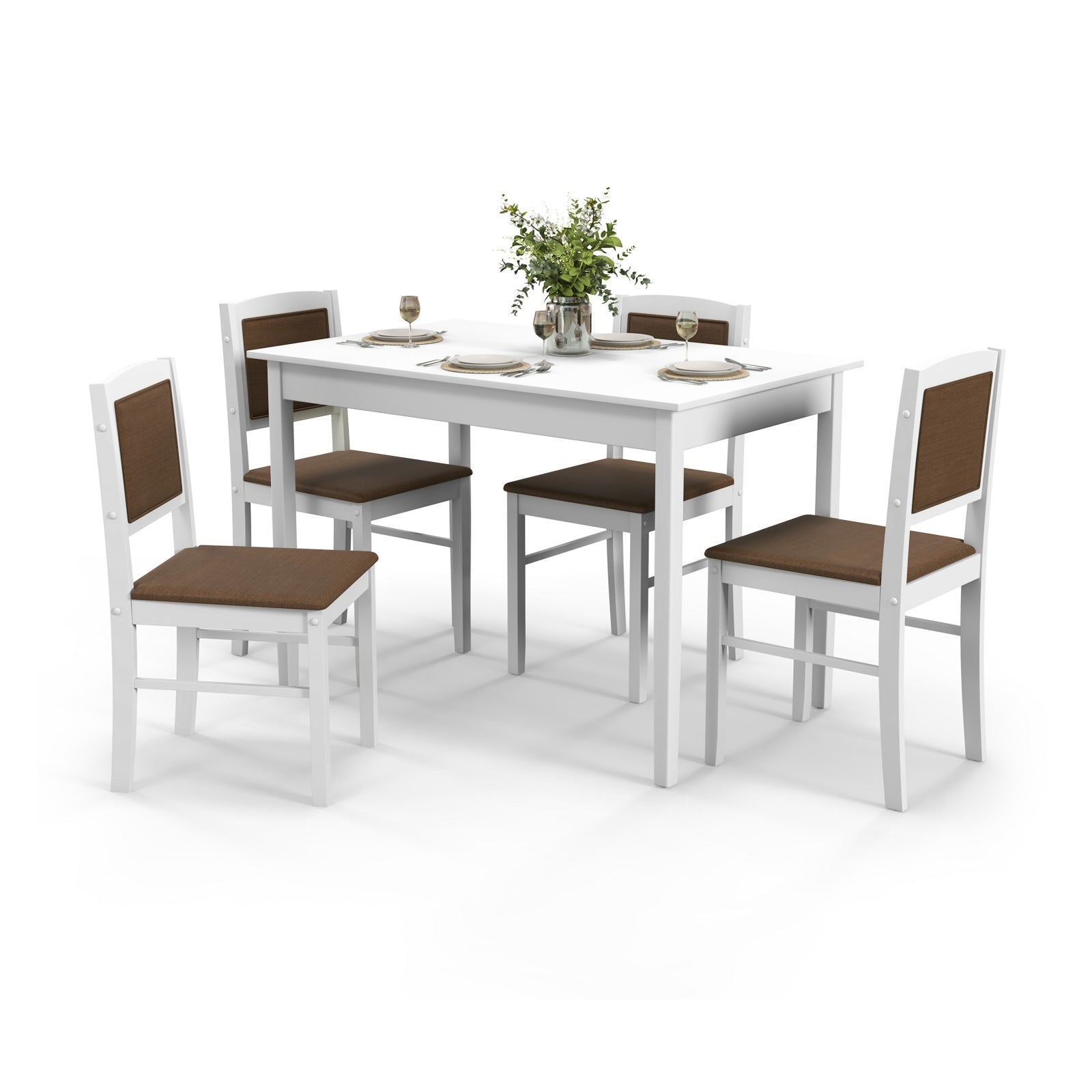 5-Piece Dining Set for 4 with Rubber Wood Legs for Small Dining Room, White Dining Room Sets at Gallery Canada