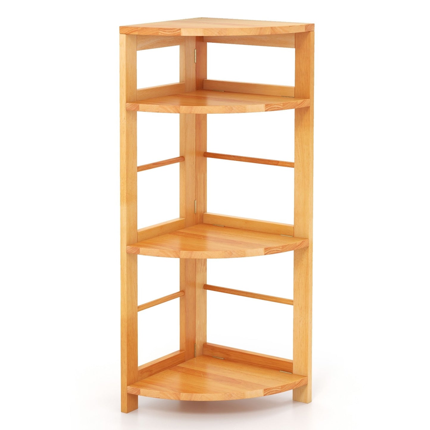 4-Tier Corner Shelf with Rubber Wood Frame and Anti-Toppling Kit, Natural Cabinets & Chests Natural  at Gallery Canada