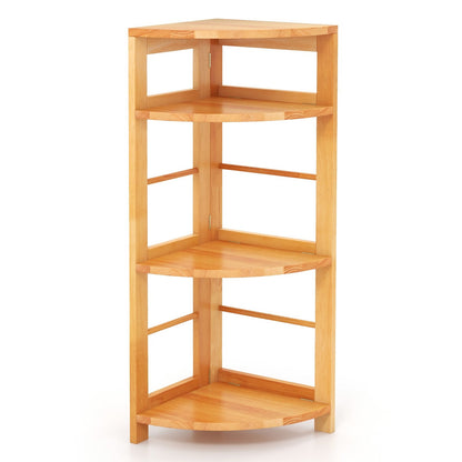 4-Tier Corner Shelf with Rubber Wood Frame and Anti-Toppling Kit, Natural Cabinets & Chests Natural  at Gallery Canada