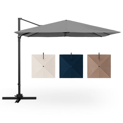 9.5 Feet Square Patio Cantilever Umbrella with 360° Rotation, Gray Outdoor Umbrellas   at Gallery Canada